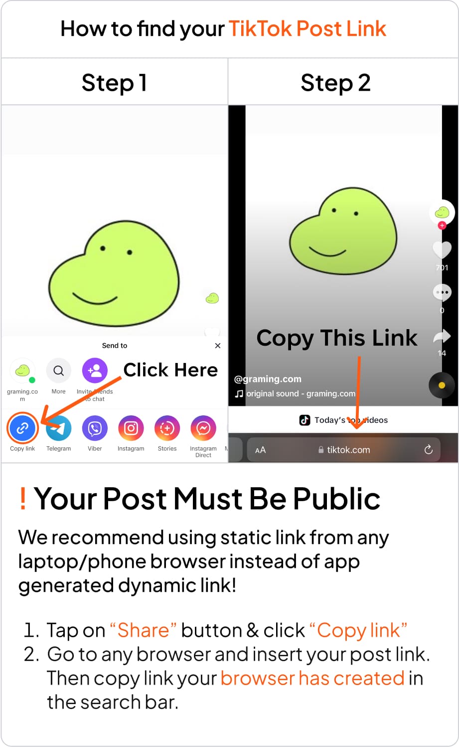 How to get TikTok post link for TikTok Viewer