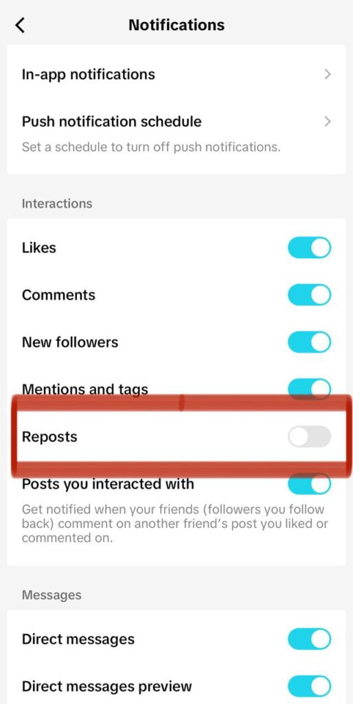 Step 5 - How to Turn Off TikTok Repost Notifications How to Repost and Undo Repost on TikTok in 2024