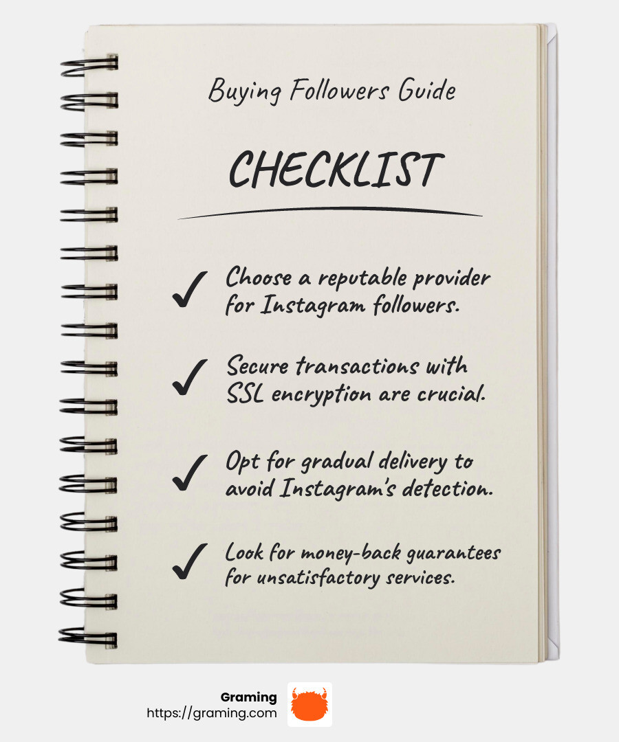 Buy Instagram Followers 2 Secure Payment Methods - how do i buy instagram followers infographic checklist-notebook